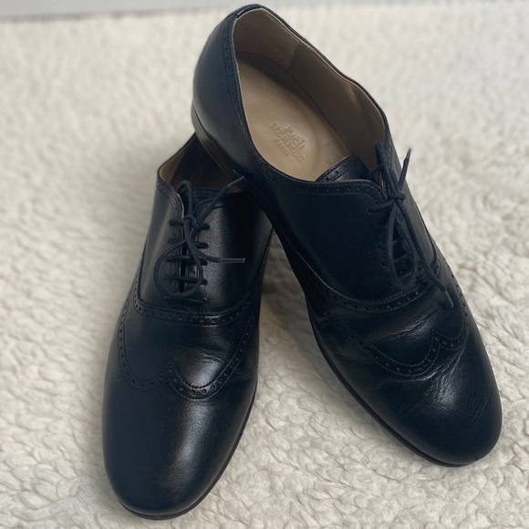 Hermès Men’s Black Leather Loafers EU 41.5 US 8.5 Lace-Up Dress Business‎ Shoes - Picture 14 of 14